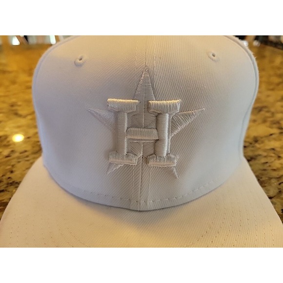 Houston Astros hat cap New Era 59Fifty Fitted Size 7 MLB Baseball White - Picture 3 of 13